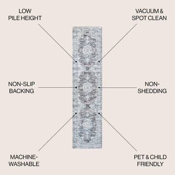 Bausch Bohemian Distressed Chenille Machine-washable Area Rug